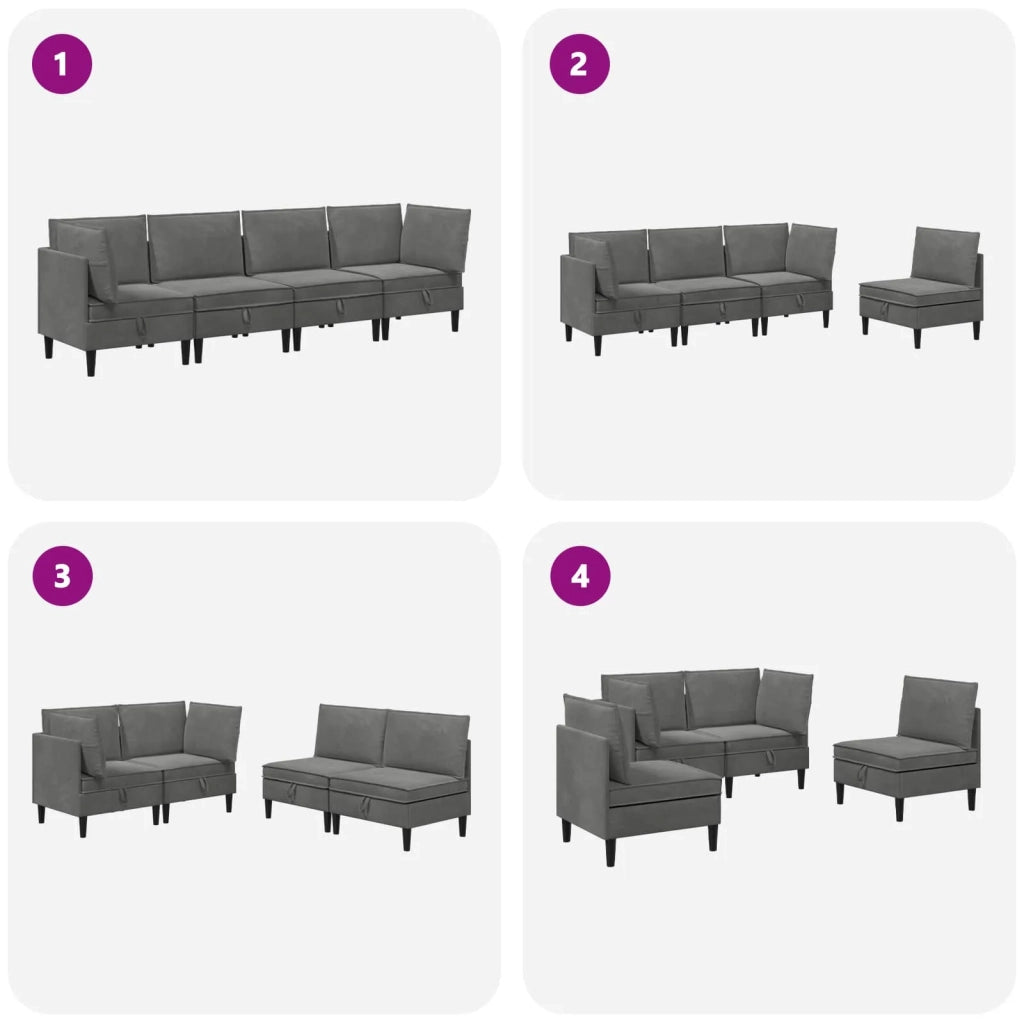 Set di mobili per il soggiorno 4 pcs Grigio Scuro Velluto