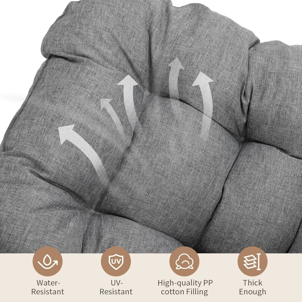 Set di sedie a dondolo con sgabello in rattan, resistente alle intemperie, con spessa imbottitura rimovibile, portata di 150 kg, per giardino, balcone, soggiorno