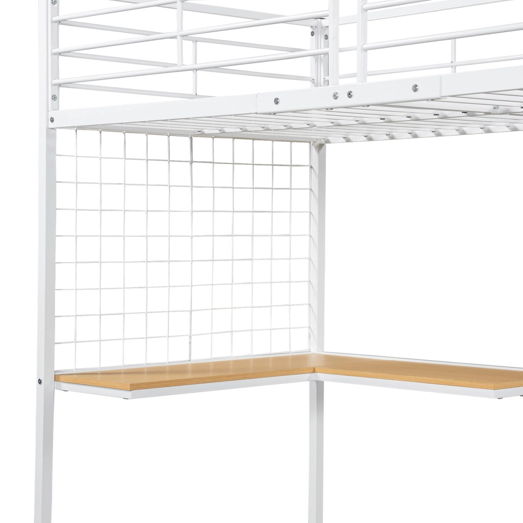 LETTO A CASTELLO IN METALLO CON ARMADIO INTEGRATO 90x200 cm BIANCO/NATURA
