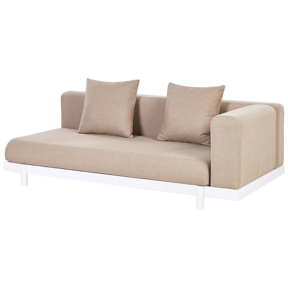 Set di divani 5 posti con tavolini Beige Tessuto Poliestere Cuscino Media Resistenza Giardino Stile Moderno Esterno