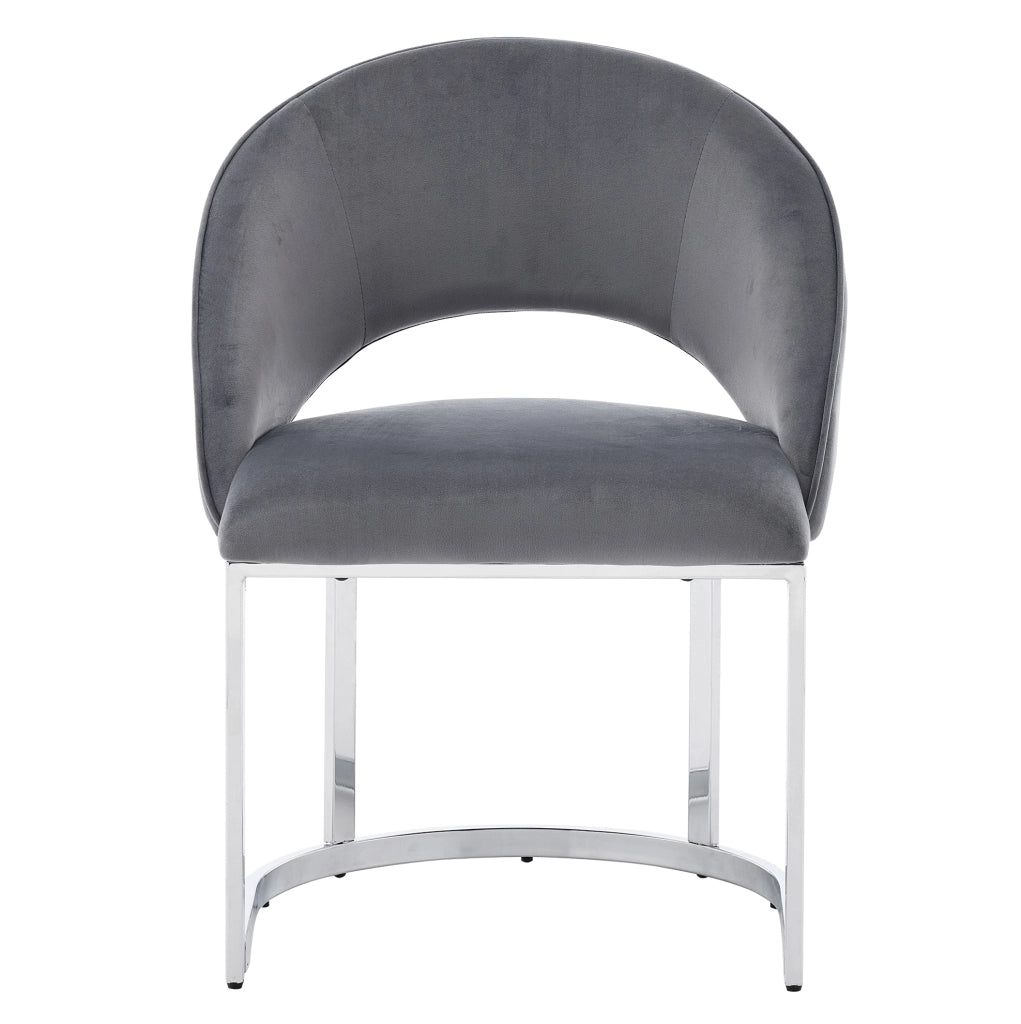 Set di 2 sedie da pranzo 67.01x61.01x53.19 cm in velluto; gambe in metallo; grigio e argento