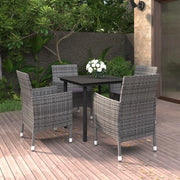 Set da Pranzo da Giardino 5 pz con Cuscini Polyrattan e Vetro 3099692