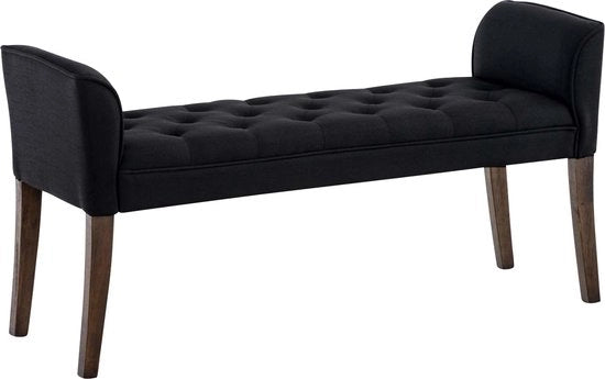 Banca a stile Chesterfield in stoffa - Nero - 128 cm - Banca - Banca per corridoio - Banca da pranzo