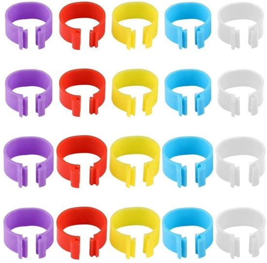 Anelli per pollo in plastica, 20 pezzi, clip per uccelli, multicolore, diametro 1,6/2,0 cm, riutilizzabili, anelli per zampe