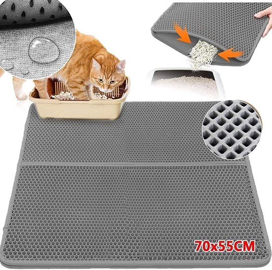Matrice per gatto migliorata 70 x 55 cm | Sottolavagna per gatto | Progetto a doppia lastra, impermeabile, resistente all'urina, facile da pulire matrice per gatto - grigio
