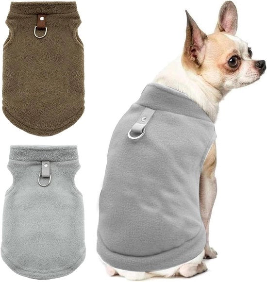 Giubbotto da Caccia per Piccoli Cani, Impermeabile, D-Ring, Grande Piccolo, Marrone Grigio - 2 pezzi