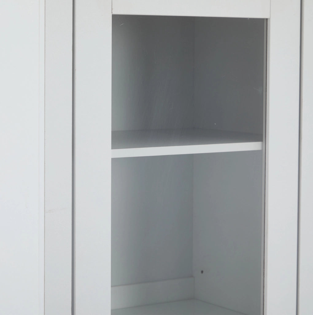 Vetrina LED con USB; 178x50x35 cm; MDF bianco opaco e vetro temprato; 5 ripiani