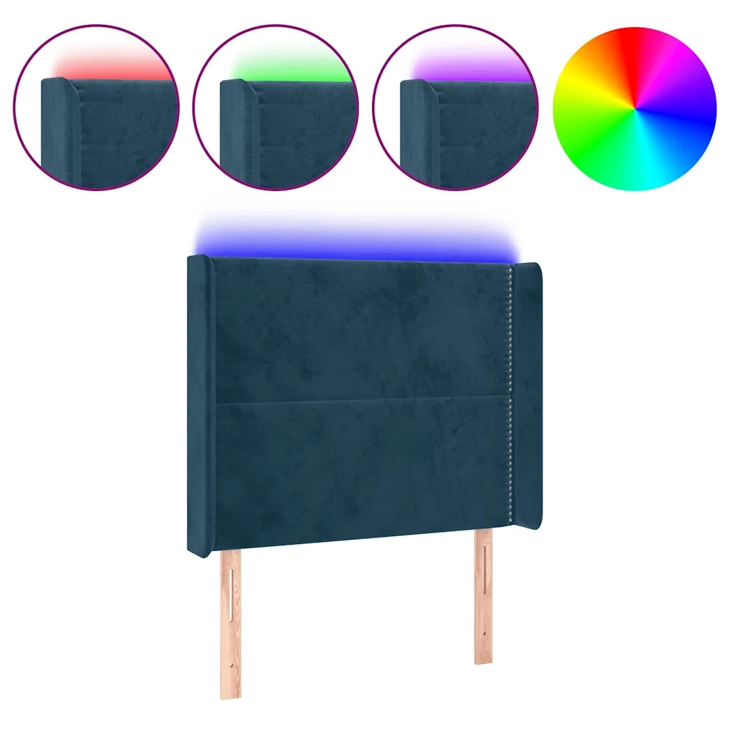 Testiera a LED Blu Scuro 83x16x118/128 cm in Velluto