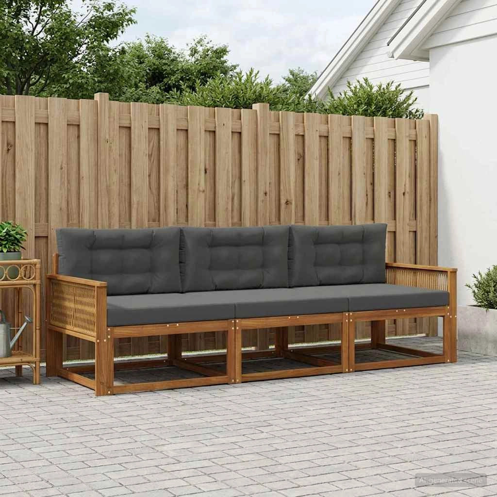 Set di divani da esterno 3 pz Naturale e Antracite 3382310