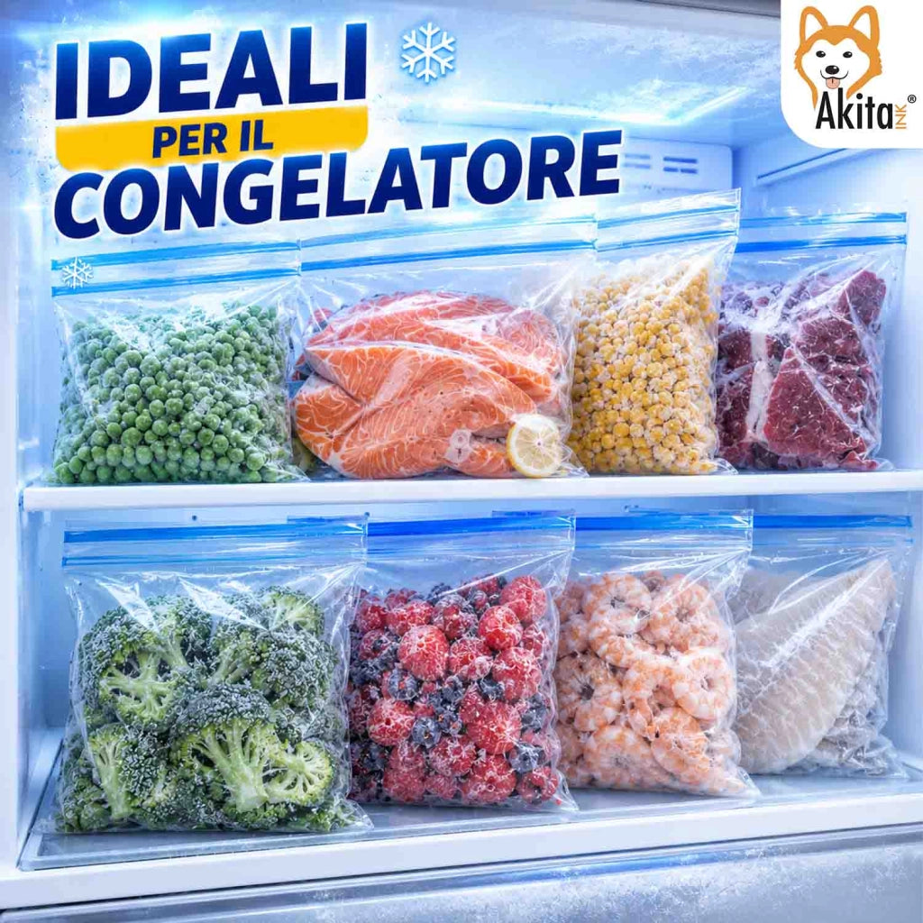 Akitaink Sacchetti Freezer Zip 60 Pz Misure Assortite