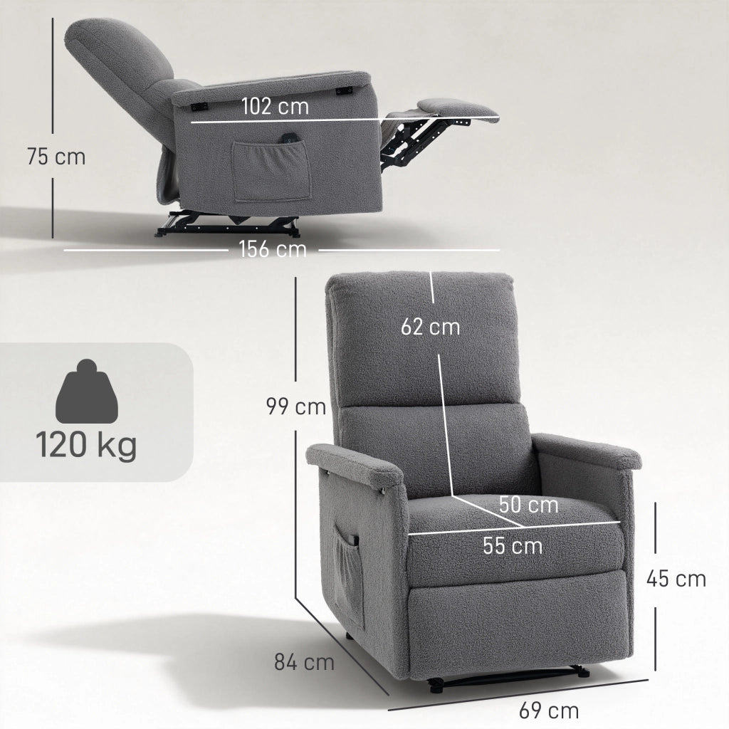 Poltrona Massaggiante Reclinabile ¨C Zephmum ¨C Grigio 69x84x99 cm