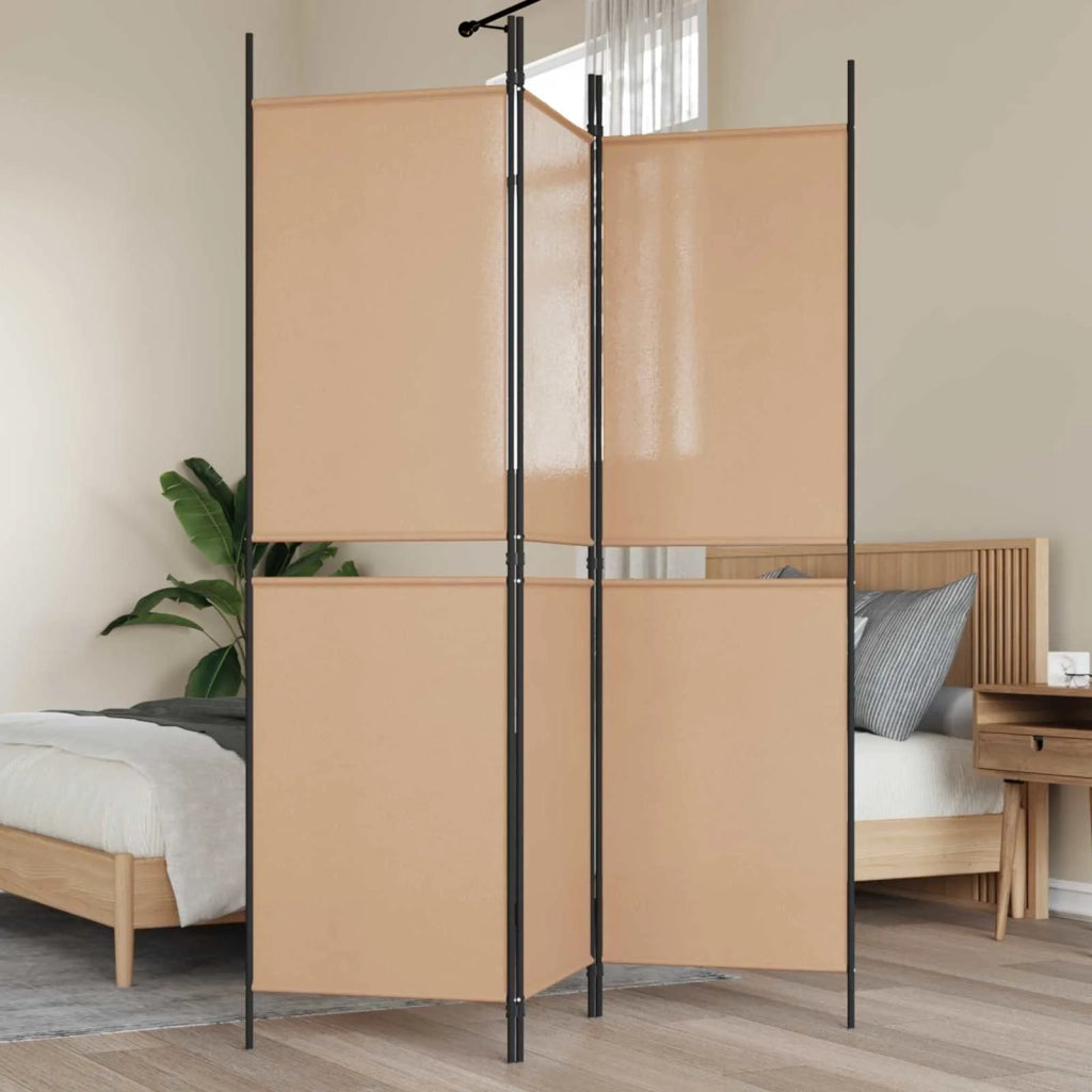 Paravento a 3 pannelli Beige 150 x 180 cm Tessuto