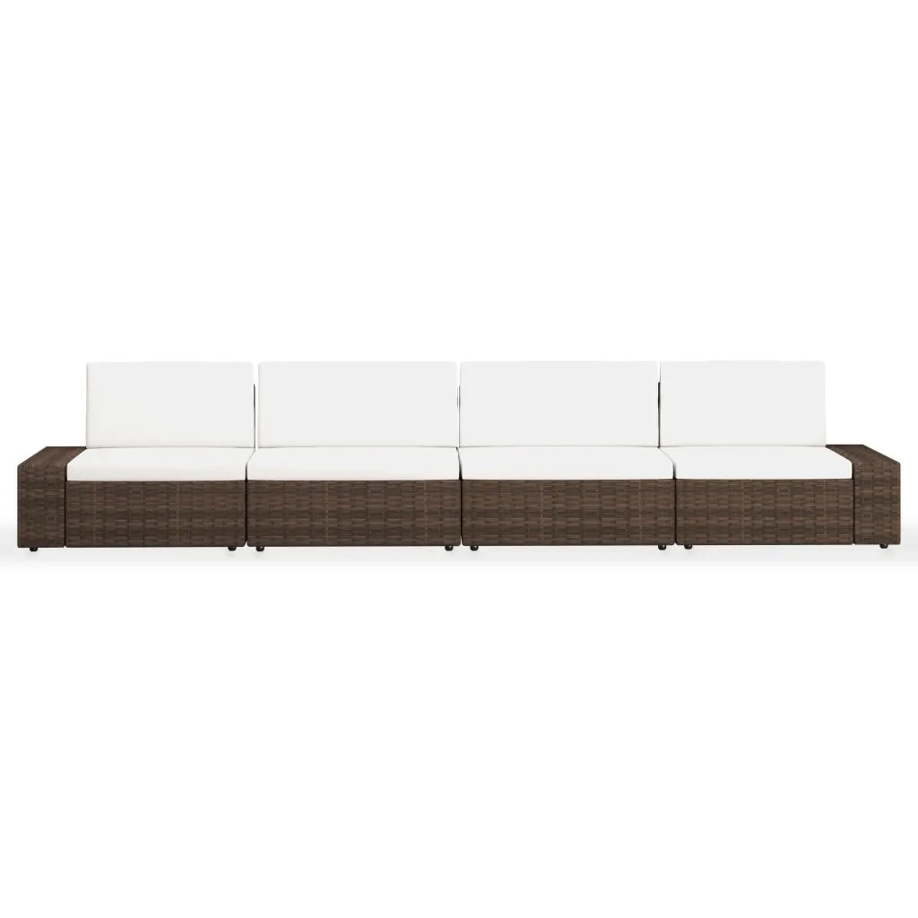 Set Divani da Giardino 4 pz in Polyrattan Marrone cod mxl 39716
