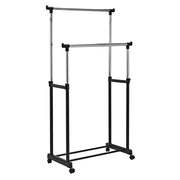 Appendiabiti su ruote altezza regolabile 84 x 43 x 168 cm salvaspazio pratico stile moderno metallo argento e nero 20_0019371