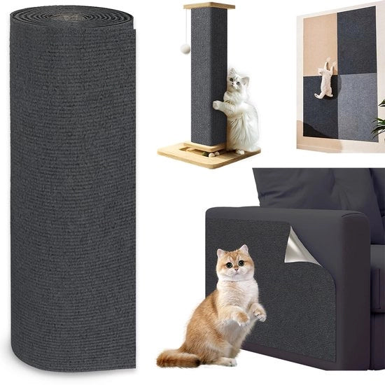 Mat per gatti autofibroso 300cm x 40cm, protezione per divano e sedute, pannelli per gatti per trapano DIY per mobili per muri e protezione per divano (grigio scuro)