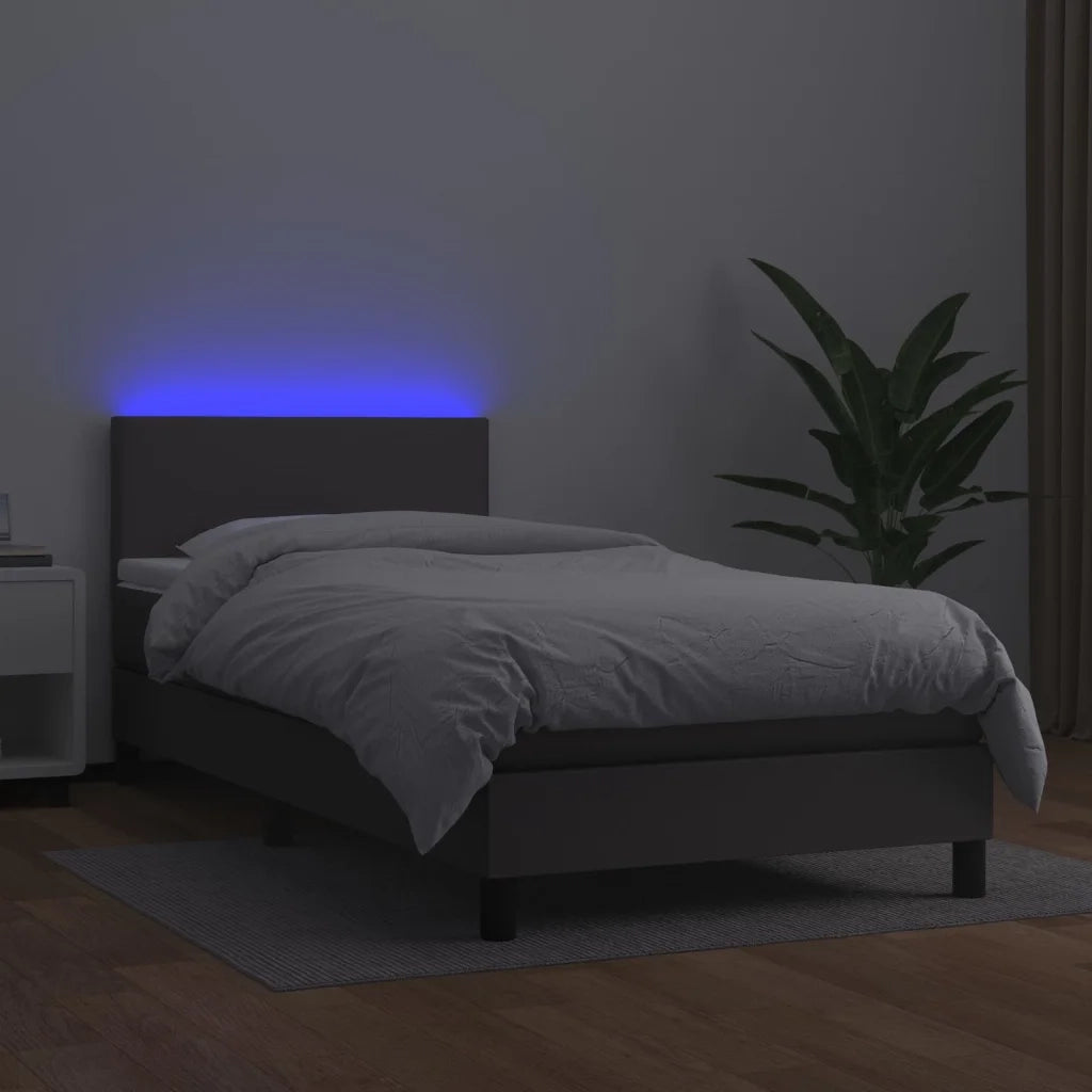 Giroletto Molle con Materasso e LED Grigio 80x200cm Similpelle 3134073