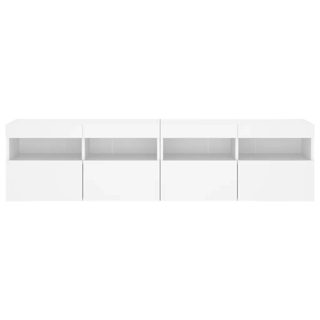 Mobili TV a Parete con Luci LED 2pz Bianchi 80x30x40 cm 837198