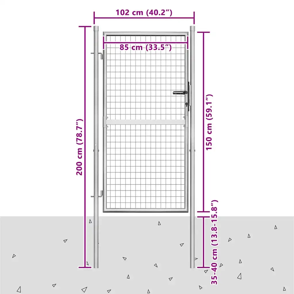 Cancello da Giardino in Acciaio Zincato 100x150 cm Argento 144758
