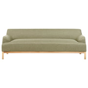 Divano a 3 posti in tessuto verde con gambe in legno stile elegante soggiorno