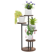 Supporto per Piante 5 Livelli con Ripiani Rotondi ¨C zephmum ¨C Legno e Acciaio Carbonizzato 43x43x70 cm