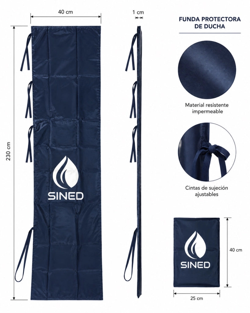Sined Custodia Protettiva Per Docce In Pvc Plastificato Nylon Con 3 Laccetti Nero
