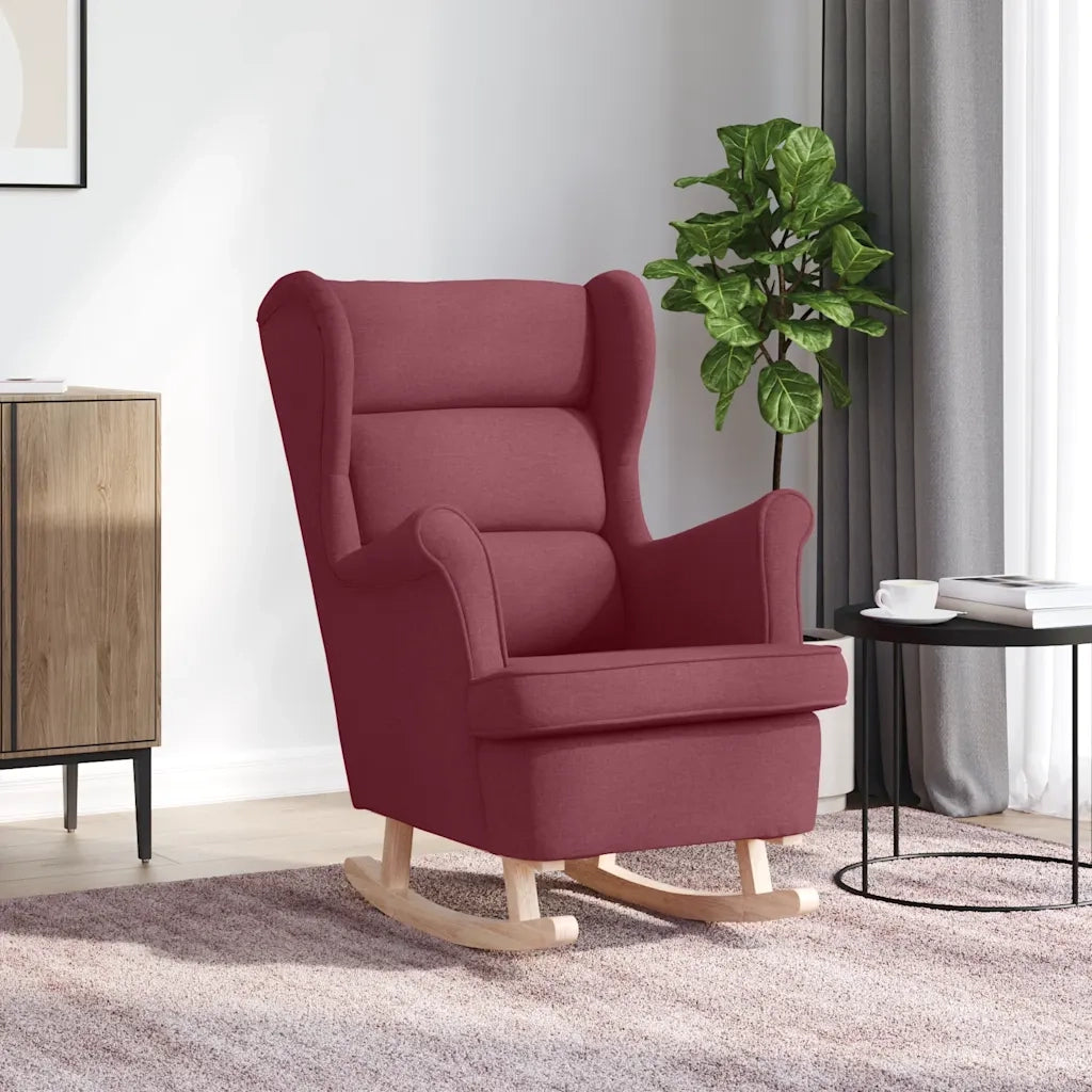 vidaXL Sedia a Dondolo Rosso Vino 74x90x102 cm in Tessuto