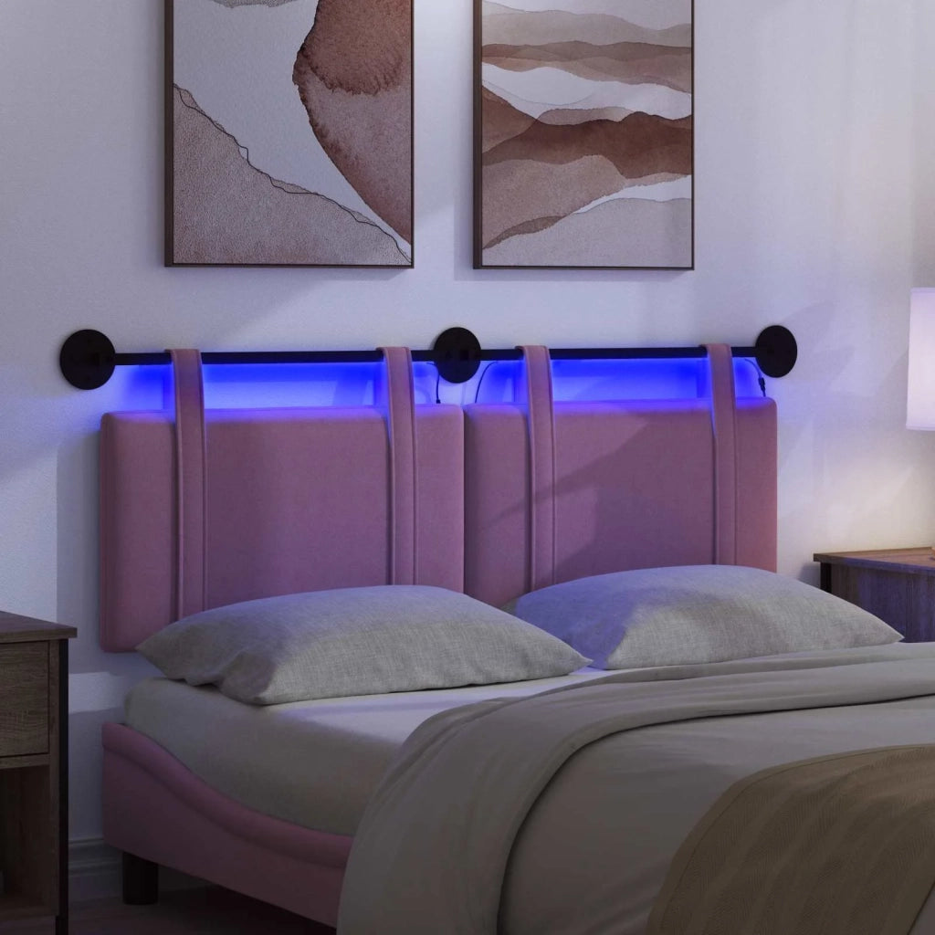 Testiera sospesa Con luce LED Rosa Tessuto