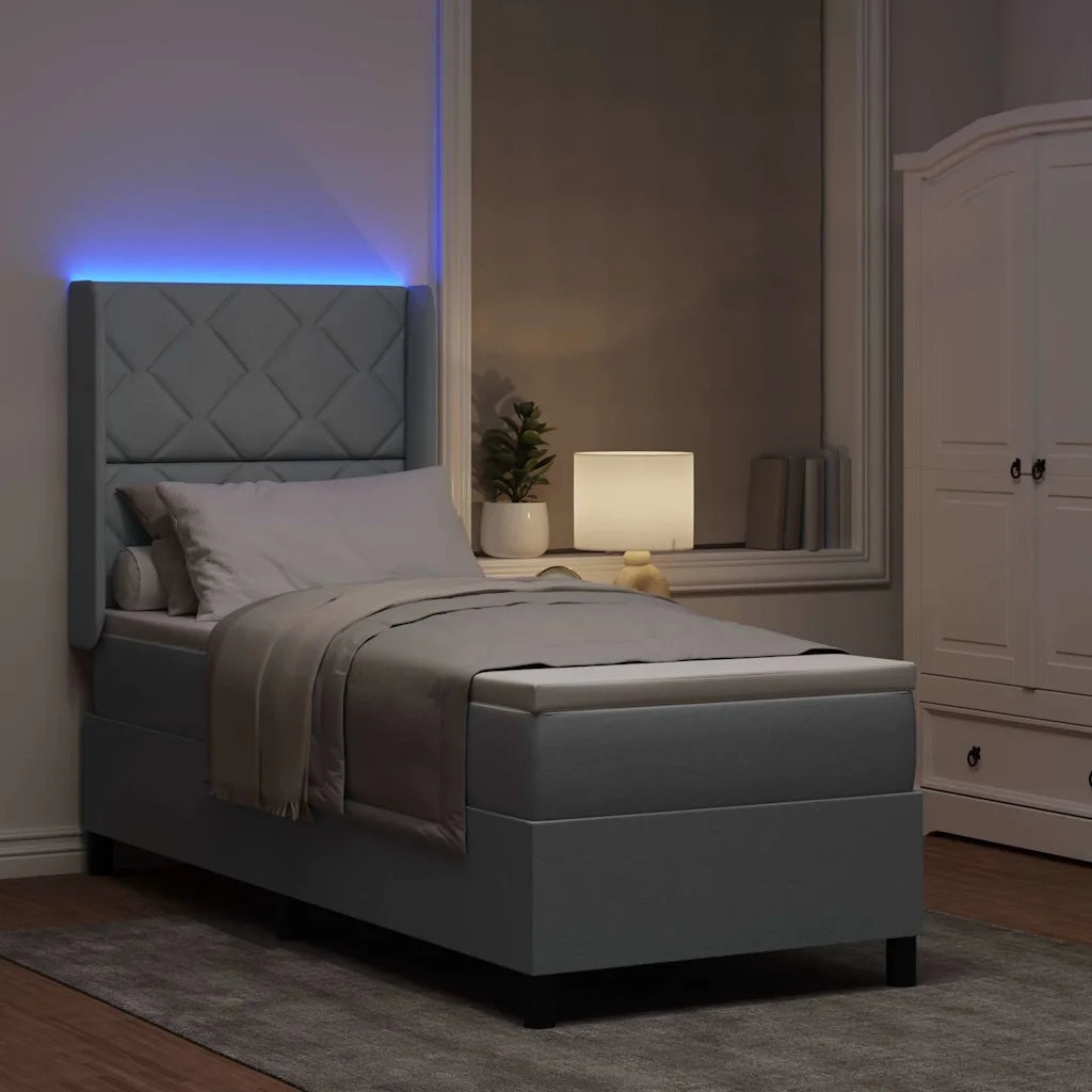 Letto a Sorgente LED Grigio chiaro 80 x 200 cm Tessuto 3343532
