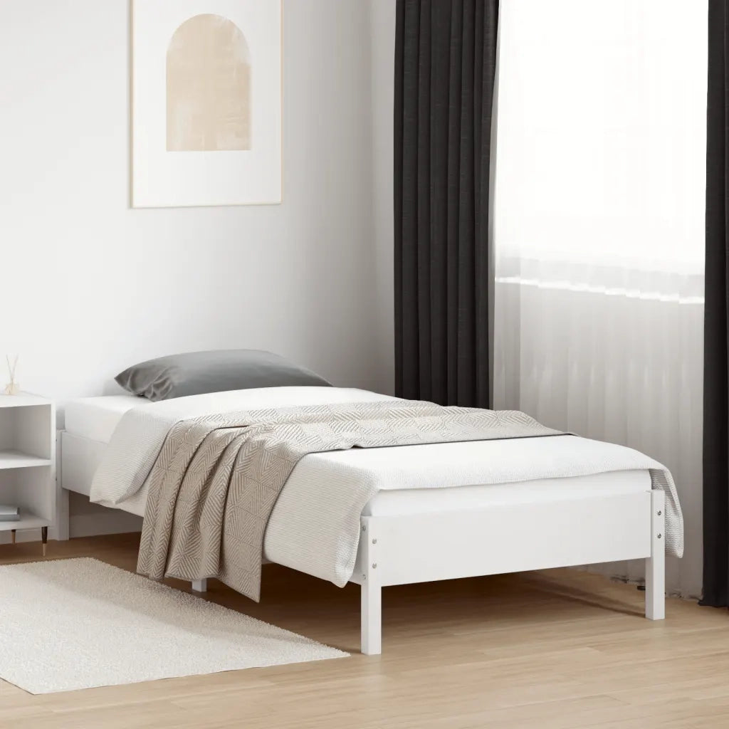 Letto senza Materasso Bianco 90x200 cm Legno Massello di Pino 842711