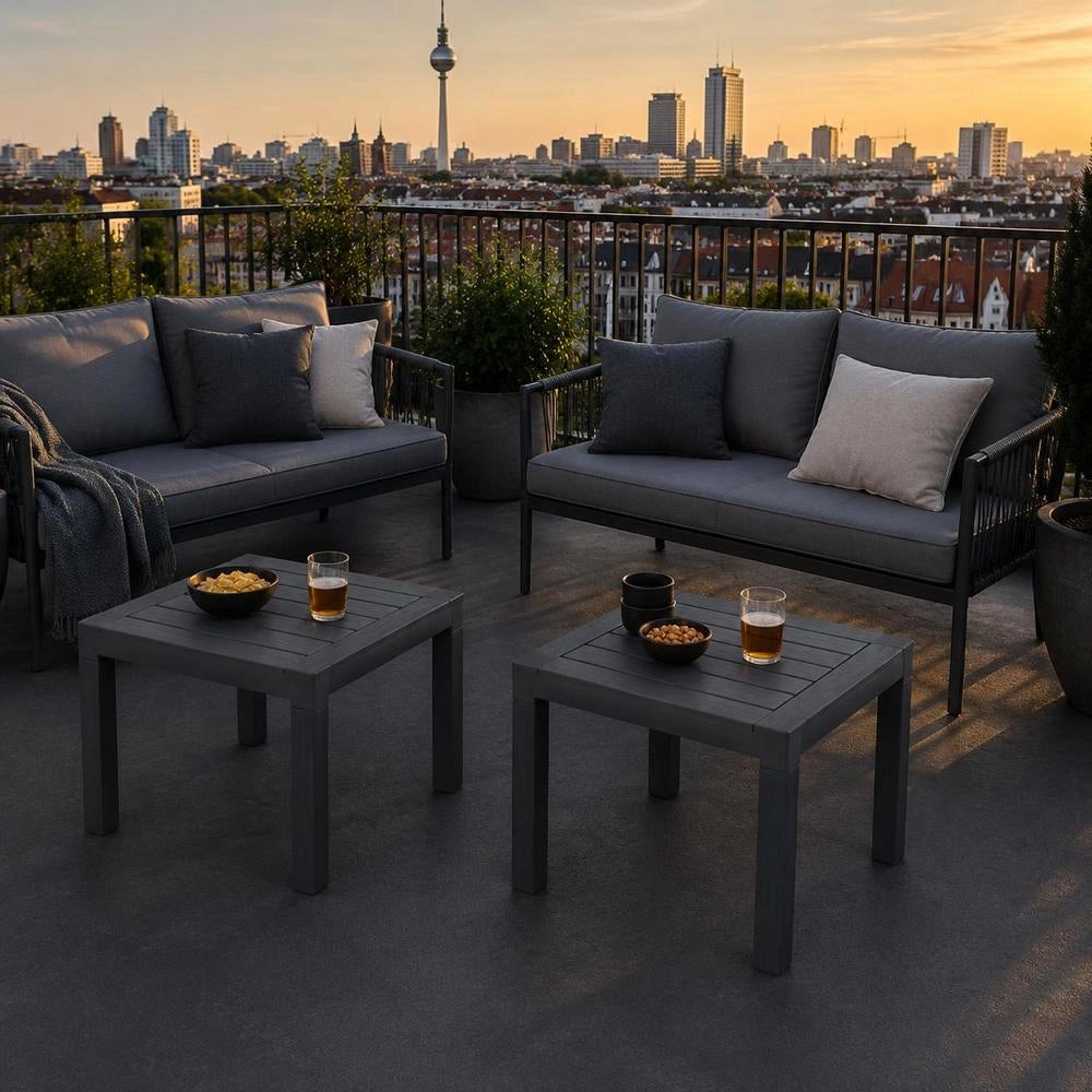 Garden Benches, 2 Pieces, Anthracite Plastic