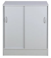 Mobiile 2 Ante Scorrevoli 3 Ripiani 60x30x71 cm in PB e Carta Bianco