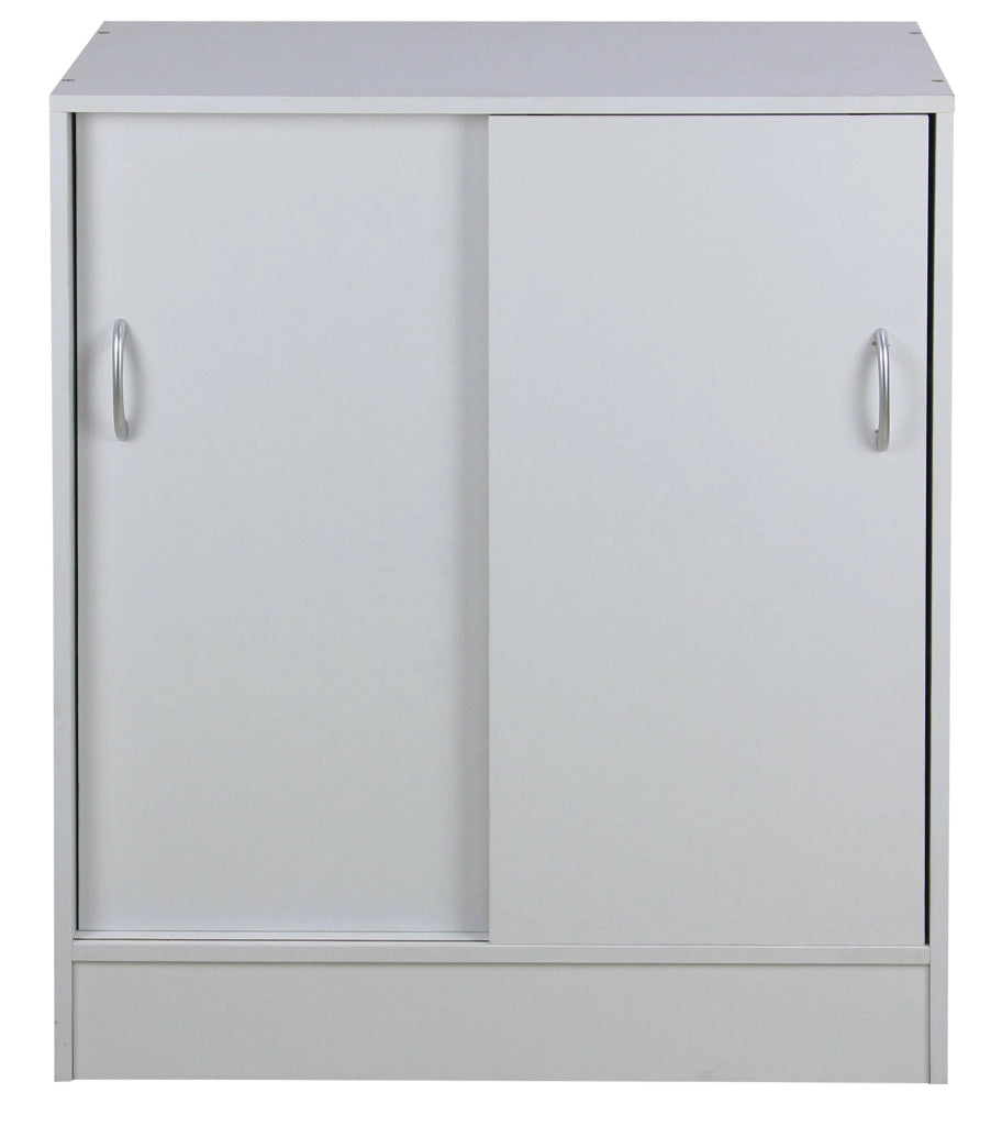 Mobiile 2 Ante Scorrevoli 3 Ripiani 60x30x71 cm in PB e Carta Bianco