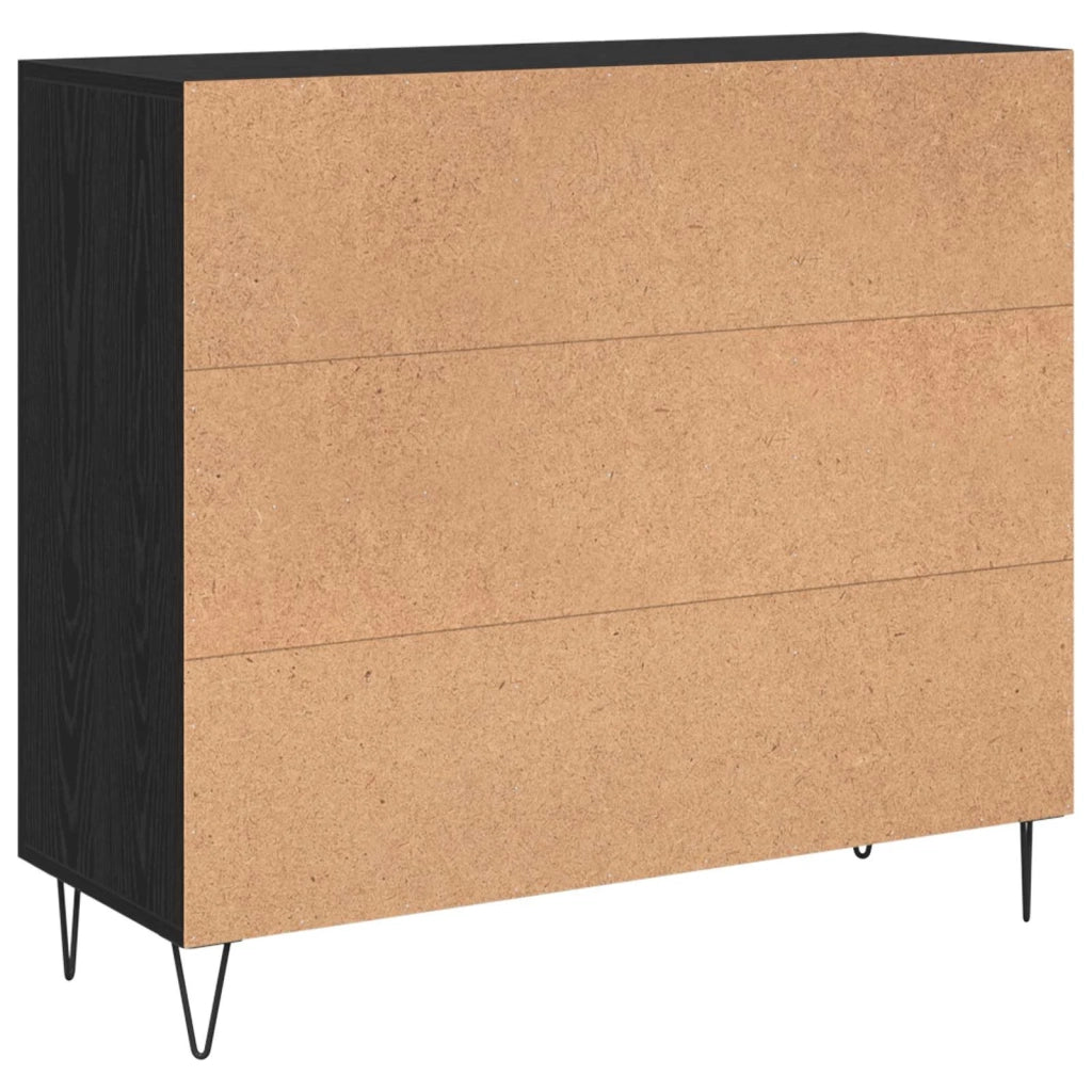 Credenza Rovere Nero 90 x 32,5 x 80 cm Legno multistrato 879584