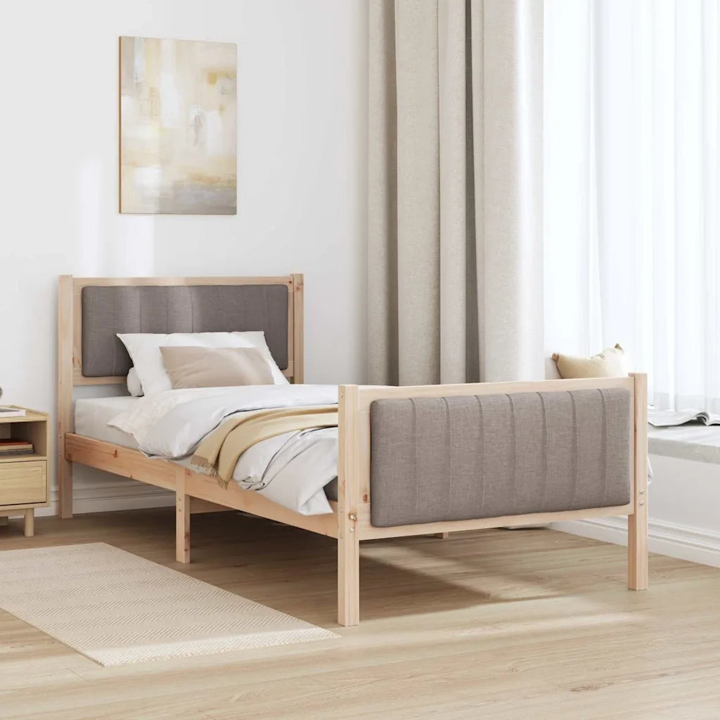 Struttura del Letto con testiera Marrone e taupe 90 x 200 cm