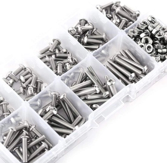 Viti a 3 gusci 340 pezzi - M3 Bout/Moeren - Acciaio Inossidabile SS304 - Materiale di fissaggio - Resistente alla corrosione - Ideale per spazi stretti