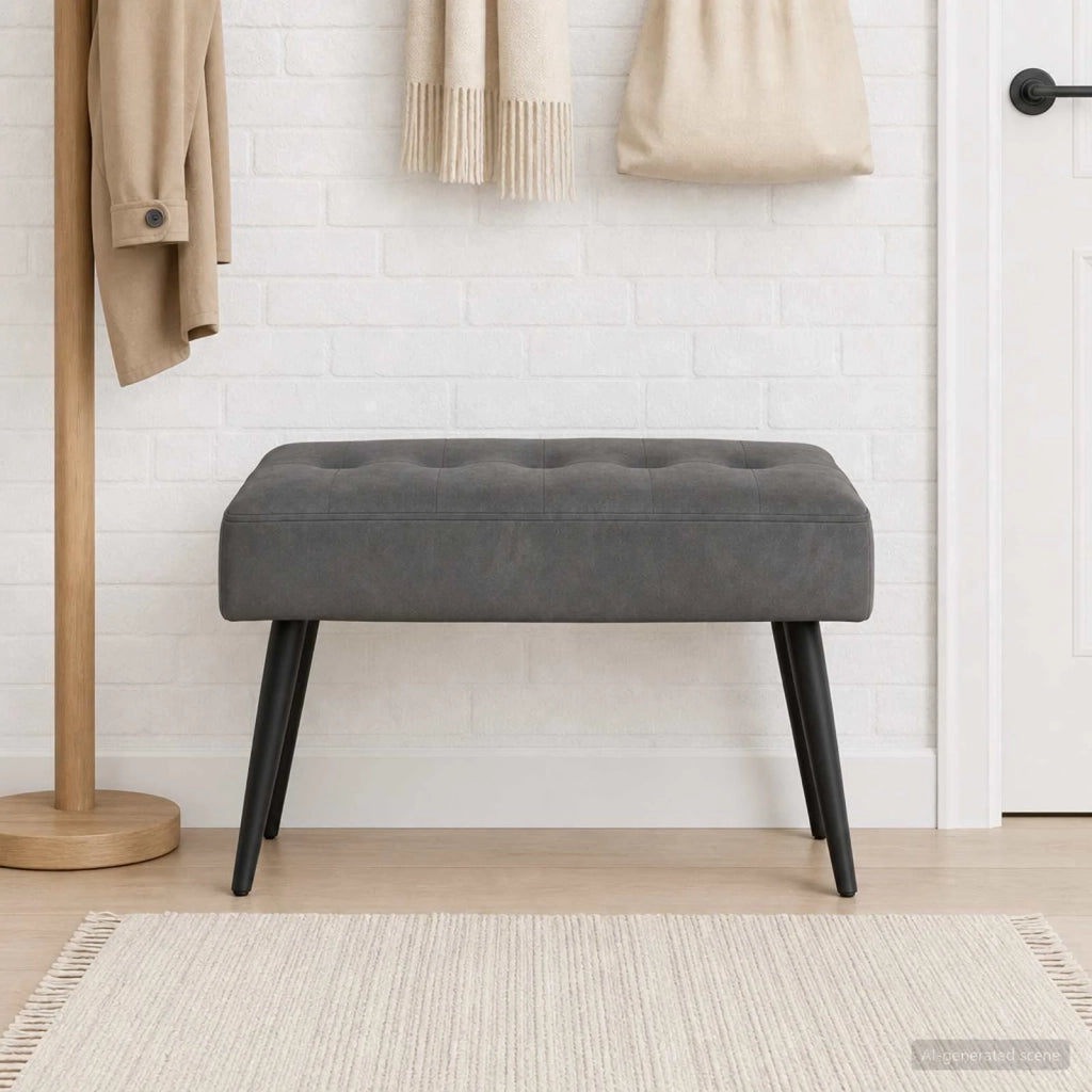 Panchina con bottoni imbottiti Grigio Scuro 60 x 40 x 45 cm 42038502