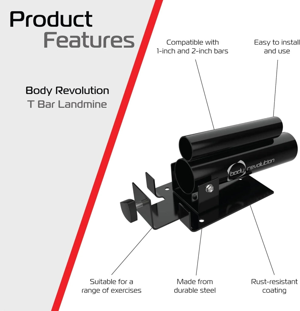 T-Bar Landmine 150 kg – acciaio, bilancieri 25/50 mm