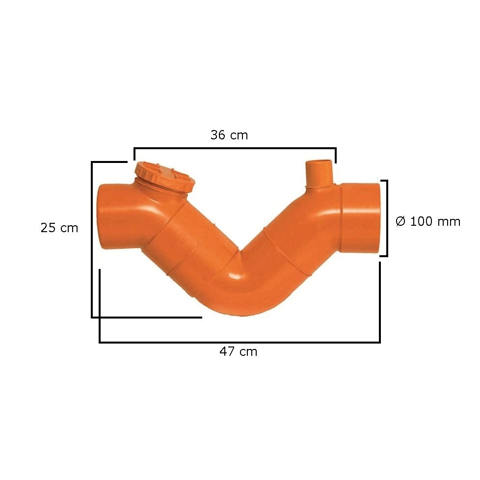 Sifone con sfiato in pvc (1 Tappo) : Diametro - 100