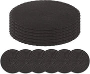 Tavoliere, rotondi, set da 12, lavabili, e piatti sottostanti, resistente al calore, tavoliere intrecciati, tovagliette per cucina, per matrimoni, per feste (nero)
