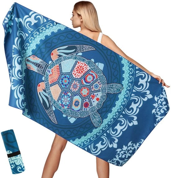 Asciugamano da spiaggia XXL 100 x 200 cm - Microfibra - Leggero - Compattabile - Resistente al sabbia - Rapido asciugatura - Incluso asciugamano da bagno - Asciugamano da spiaggia