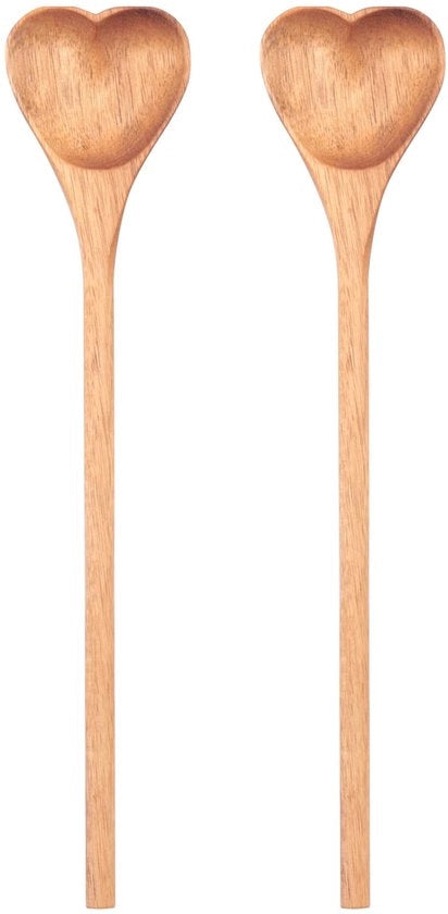 Lepels in forma di cuore in legno (2 pezzi) - Piccoli leppi in legno per spezie e sale