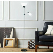 Trade Shop - Lampada Piantana Da Terra 180cm 2 Bracci Paralume Luce Orientabile Casa Ufficio - Nero