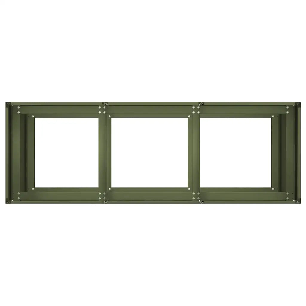Fioriera-Vaso-Contenitore per Piante Verde Oliva 120x40x80 cm in Acciaio Laminato a Freddo
