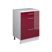 Mobile per mansarda Rion Rosso lucido/Bianco 60 x 83.8 cm senza inclinazione con 3 cassetti Vicco