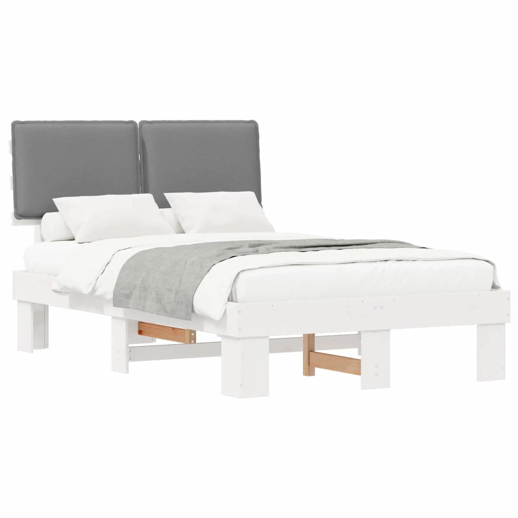 Letto con Testiera Rivestita Grigio chiaro 120 x 200 cm
