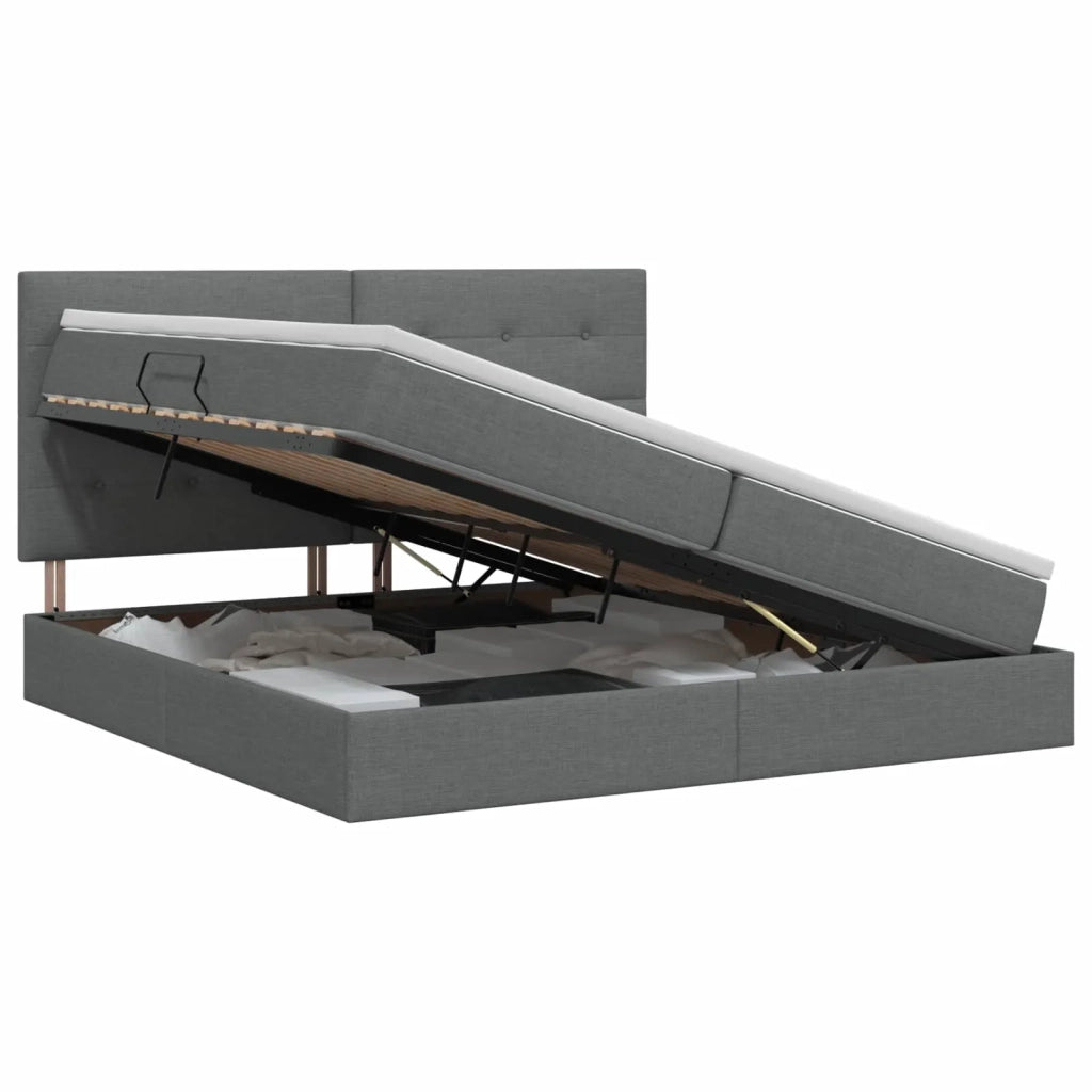 Letto con contenitore e materasso Grigio Scuro 200 x 200 cm 3459526