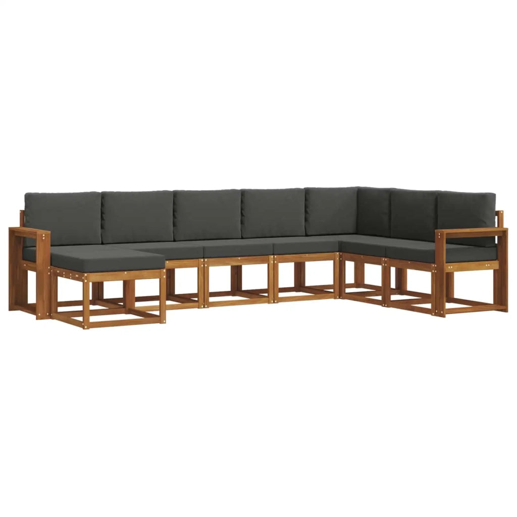 Set di divani da esterno con cuscino 8 pcs Naturale e Antracite