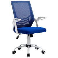 Sedia da Ufficio Ergonomica con Supporto Lombare, Braccioli Pieghevoli, Sedia da Scrivania Girevole in Rete Traspirante con Schienale Reclinabile e Altezza Regolabile, Capacità 120kg, Blu