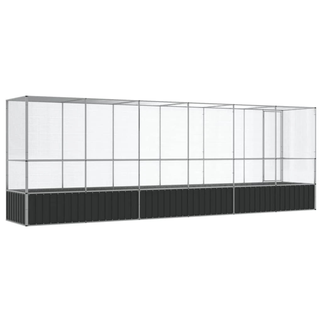 Voliera a gabbia con estensione in argento 626,5 x 107 x 212 cm acciaio argento 02_0045660