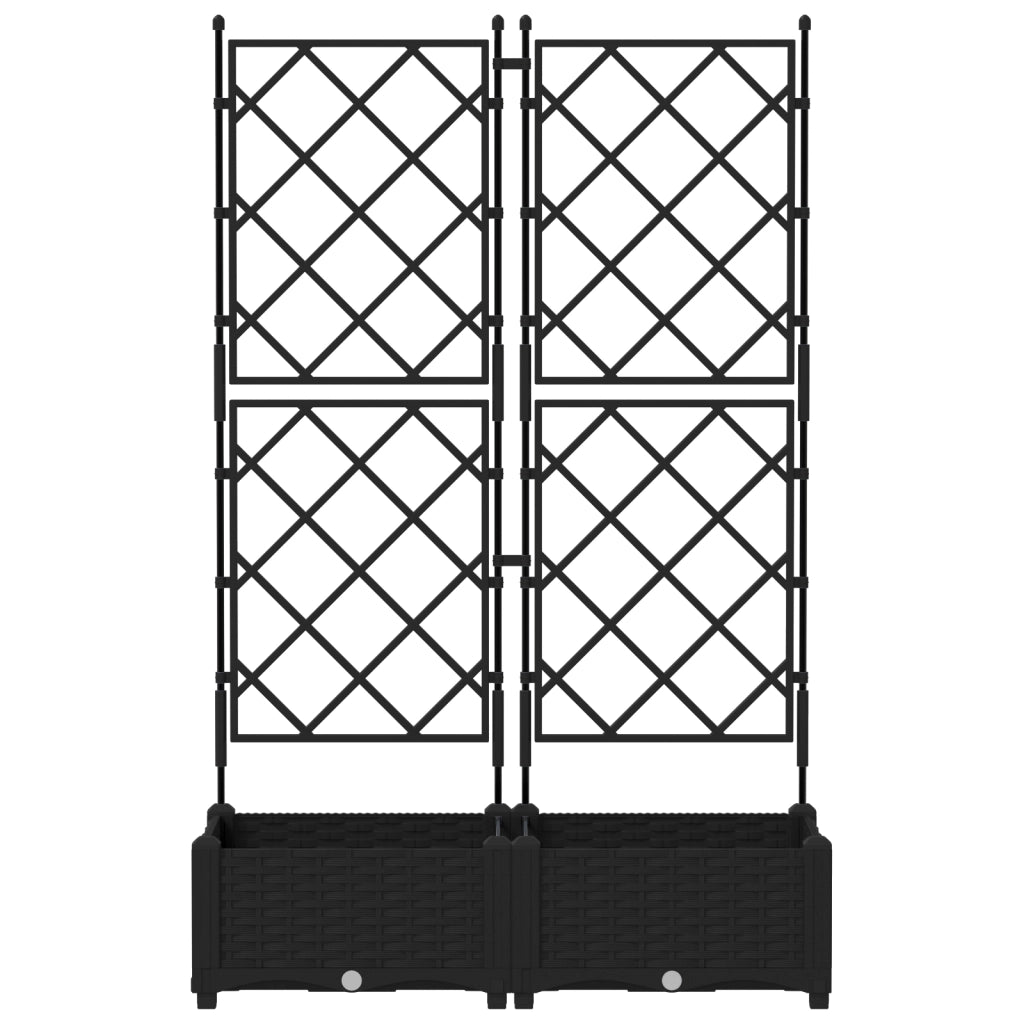 Fioriera da Giardino con Trellis 2 pz Nera 80x40x125.5 cm